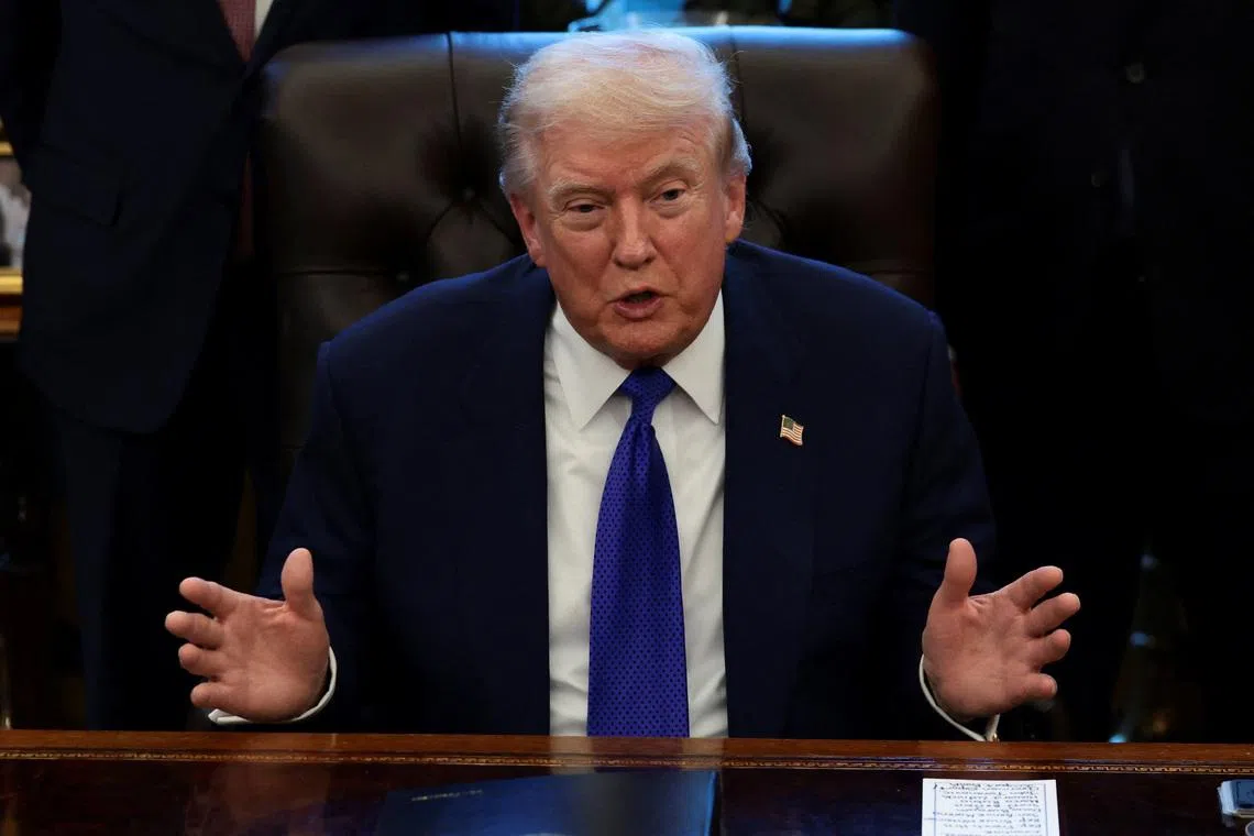 U.S. President Donald Trump speaks on the day he announced the creation of a critical mineral reserve, in the Oval Office at the White House, February 2, 2026. REUTERS/Evelyn Hockstein