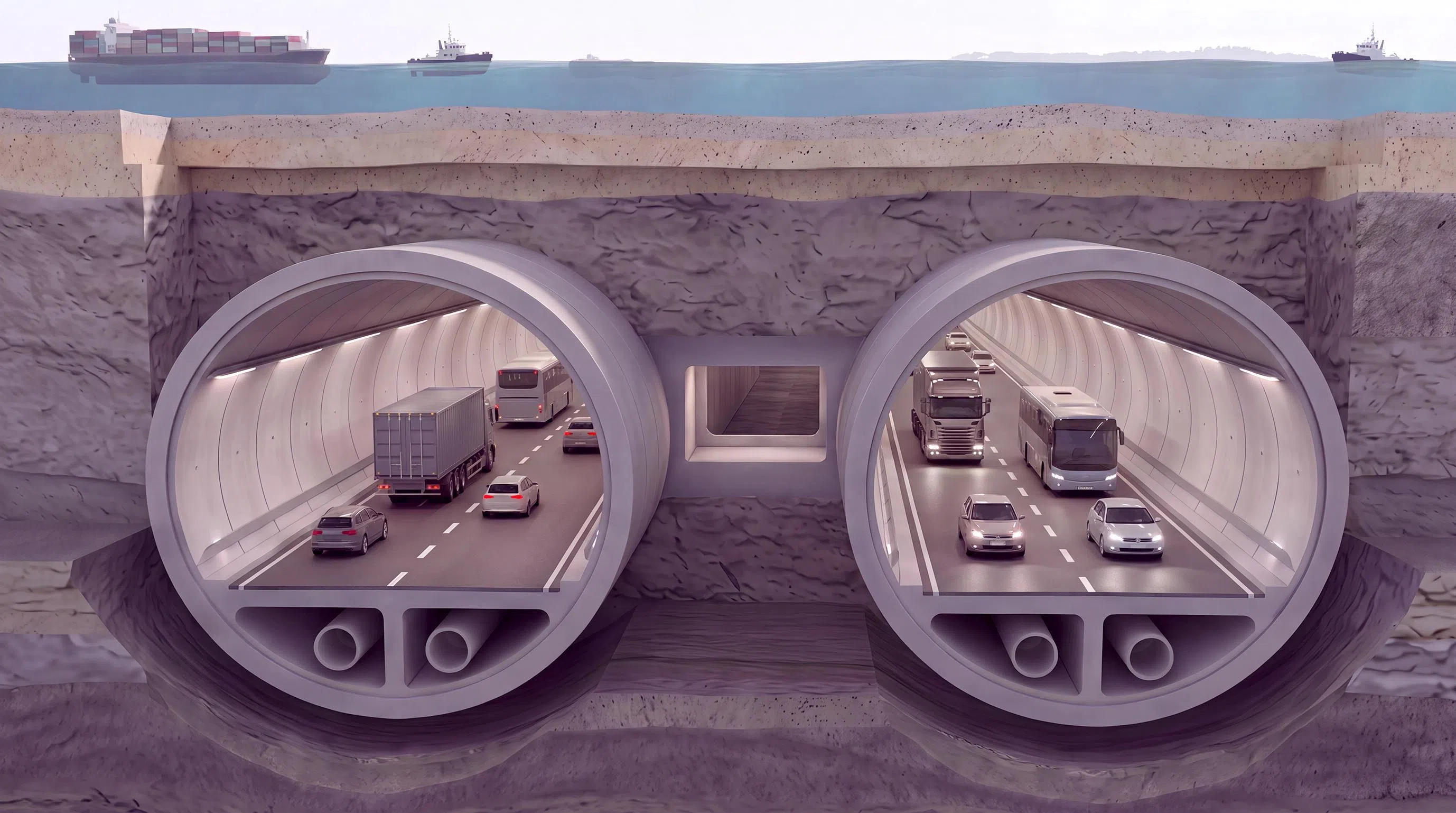 An AI-generated artist’s Impression of undersea tunnels.