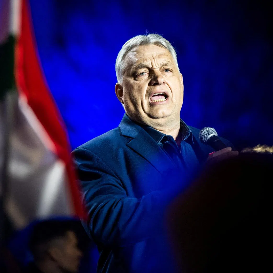 FILE PHOTO: Hungarian Prime Minister Viktor Orban speaks during an election campaign rally in Kaposvar, Hungary, March 16, 2026. REUTERS/Marton Monus/File Photo