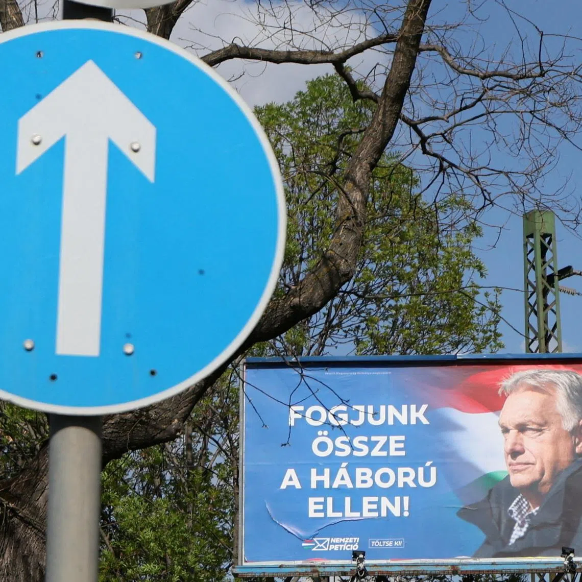 A poster of Hungarian Prime Minister Viktor Orban ahead of parliamentary elections, in Budapest, Hungary, April 9, 2026. REUTERS/Leonhard Foeger