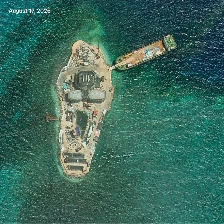 Analysts say China could be building a radar facility on Yagong Reef to support a base it is building on Antelope Reef.
