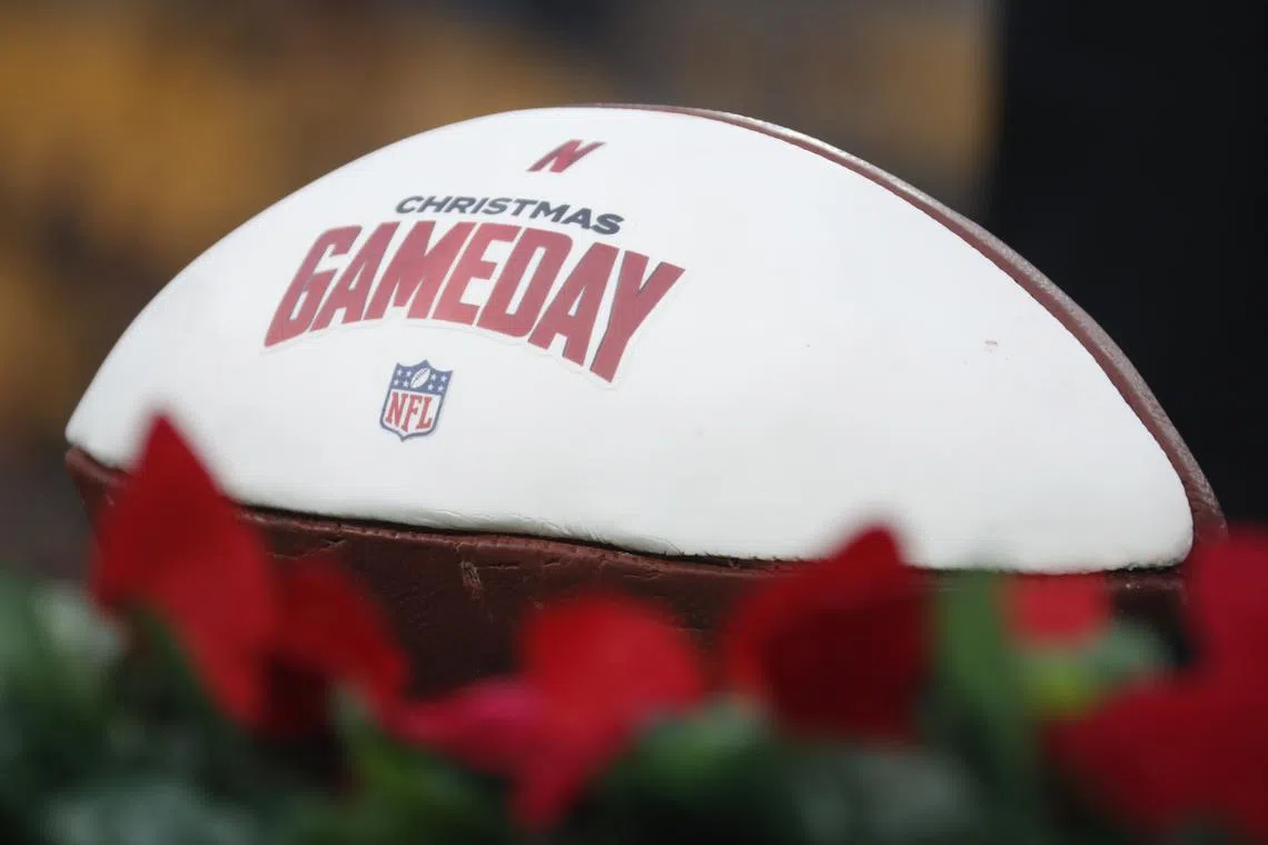 Dec 25, 2024; Pittsburgh, Pennsylvania, USA;  Netflix Christmas GameDay cake seen after the Kansas City Chiefs defeated the Pittsburgh Steelers at Acrisure Stadium. Mandatory Credit: Charles LeClaire-Imagn Images