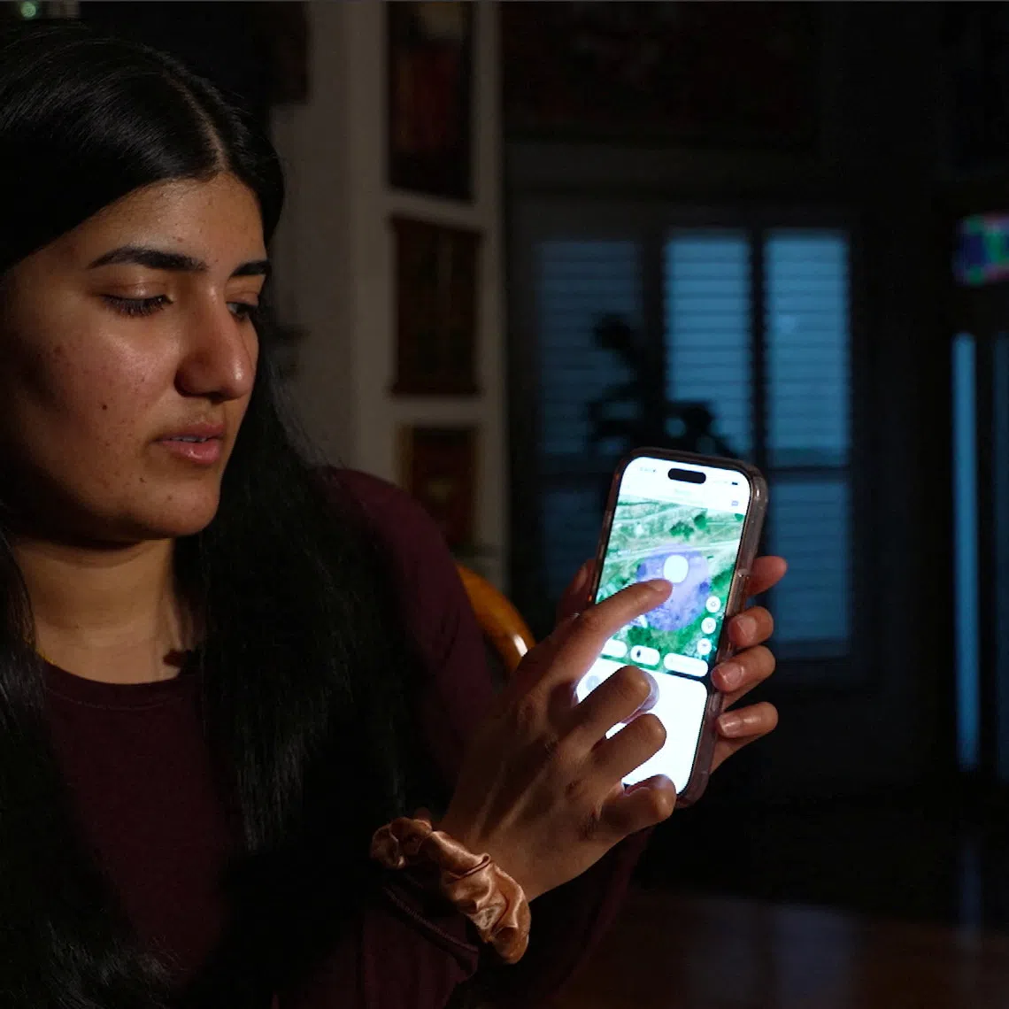 Australian medical student Sarada Viswanathan looks at a screenshot of her partner’s last known location in Nepal on app Life360.