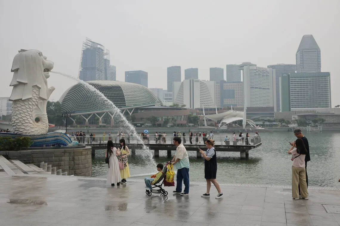 The haze seen from Merlion Park at 9.45am on Sept 10.