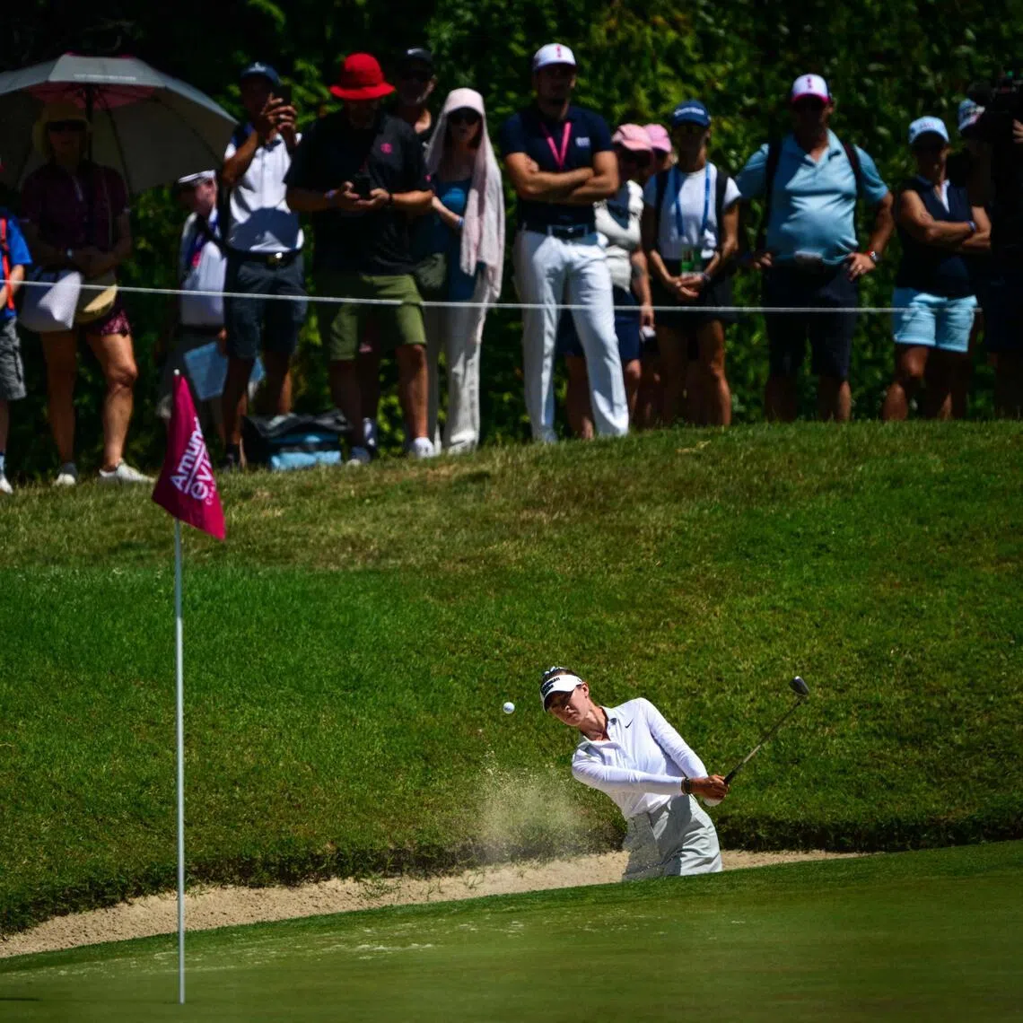 Nelly Korda in the second round of the Evian Championship at Evian-Les-Bains, on July 10, when she suffered her first missed cut in 35 events.