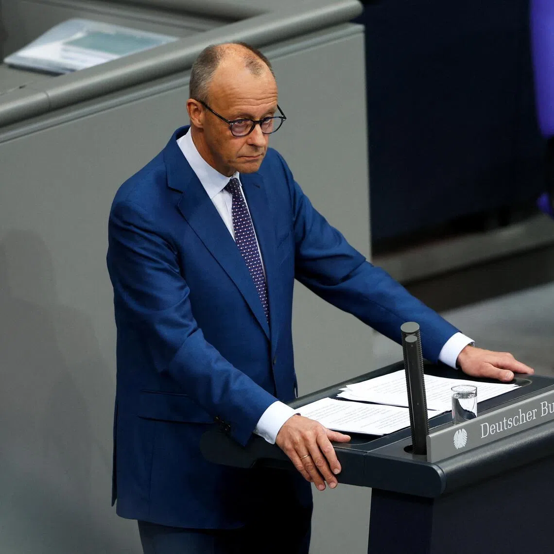 German Chancellor Friedrich Merz attending a plenum session of the lower house of parliament, the Bundestag, in Berlin, on July 9.
