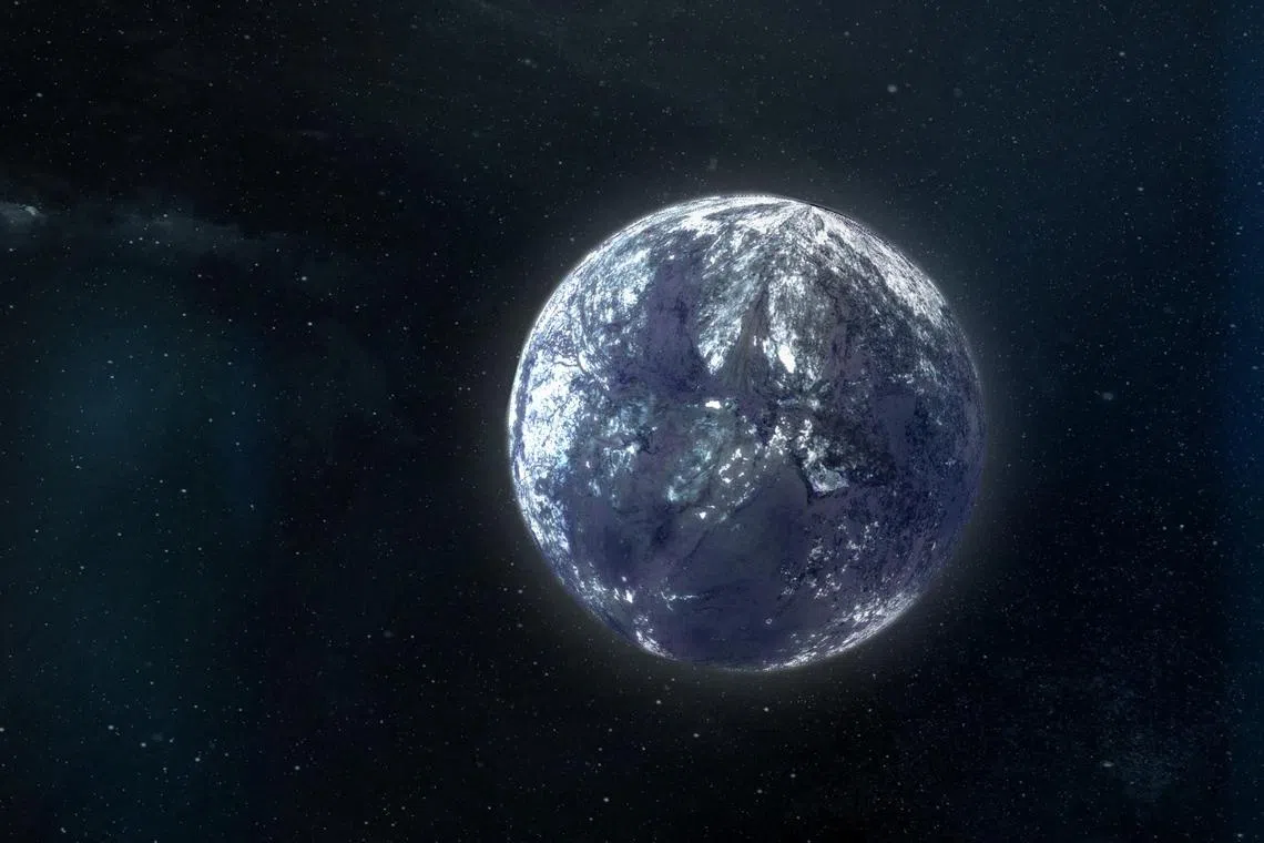 A Nasa handout illustration released on May 28 shows an ice-encrusted, Earth-mass rogue planet drifting through space alone.