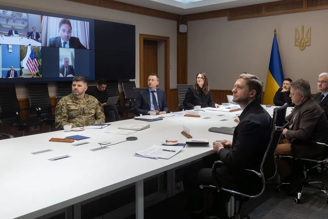 Ukrainian officials, including President Volodymyr Zelensky, discussed key points of a reconstruction plan for Ukraine with officials in the US.