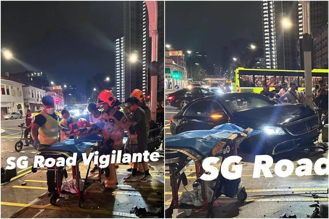 The accident took place at the junction of Serangoon Road and Lavender Street at about 9.10pm.