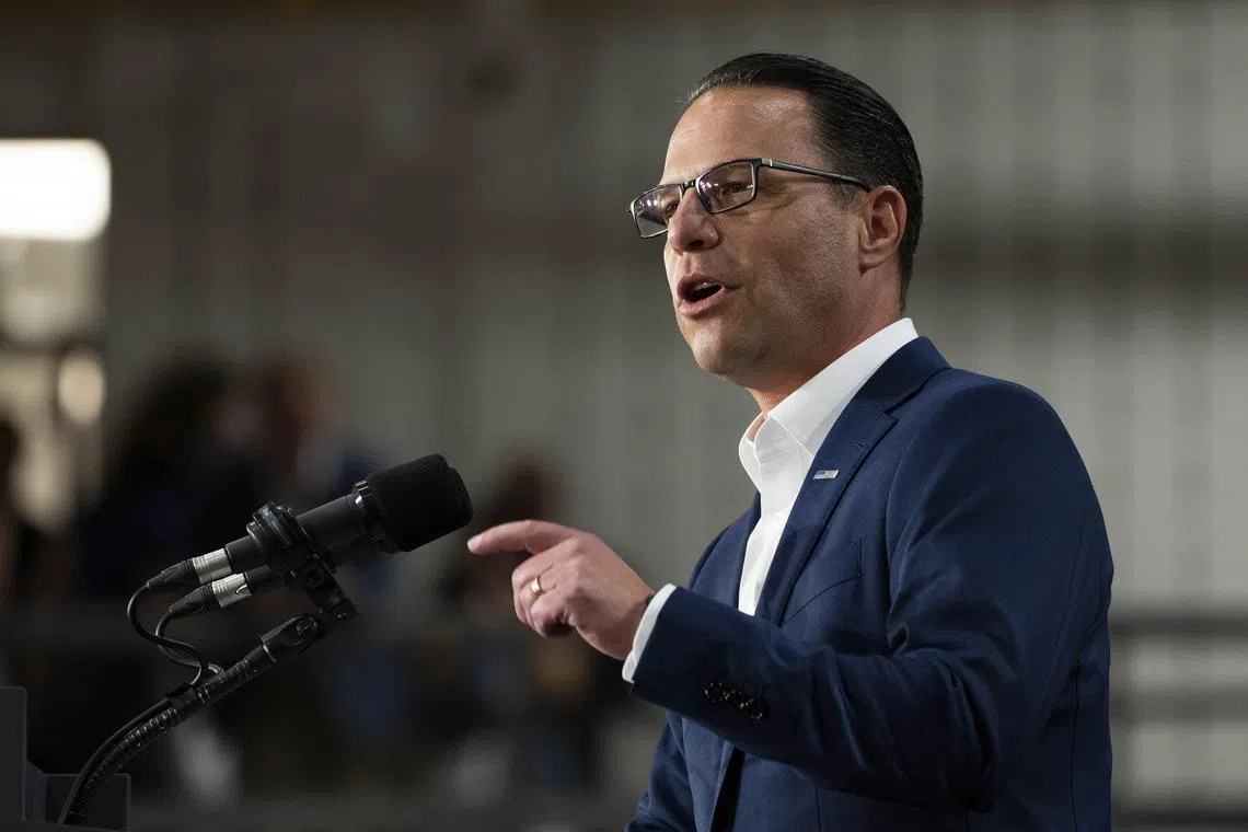 Josh Shapiro speaks during a campaign rally for Vice-President Kamala Harris on July 29, 2024. 