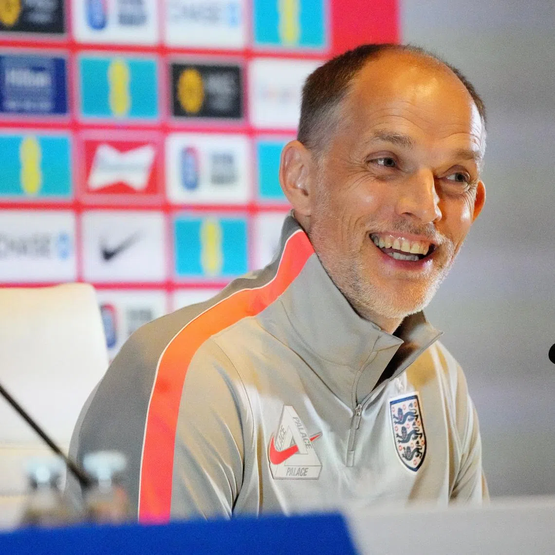 Soccer Football - FIFA World Cup 2026 - England Press Conference - Gardens North County District Park, Palm Beach Gardens, Florida, U.S. - June 9, 2026 England manager Thomas Tuchel during the press conference IMAGN IMAGES via Reuters/Jim Rassol
