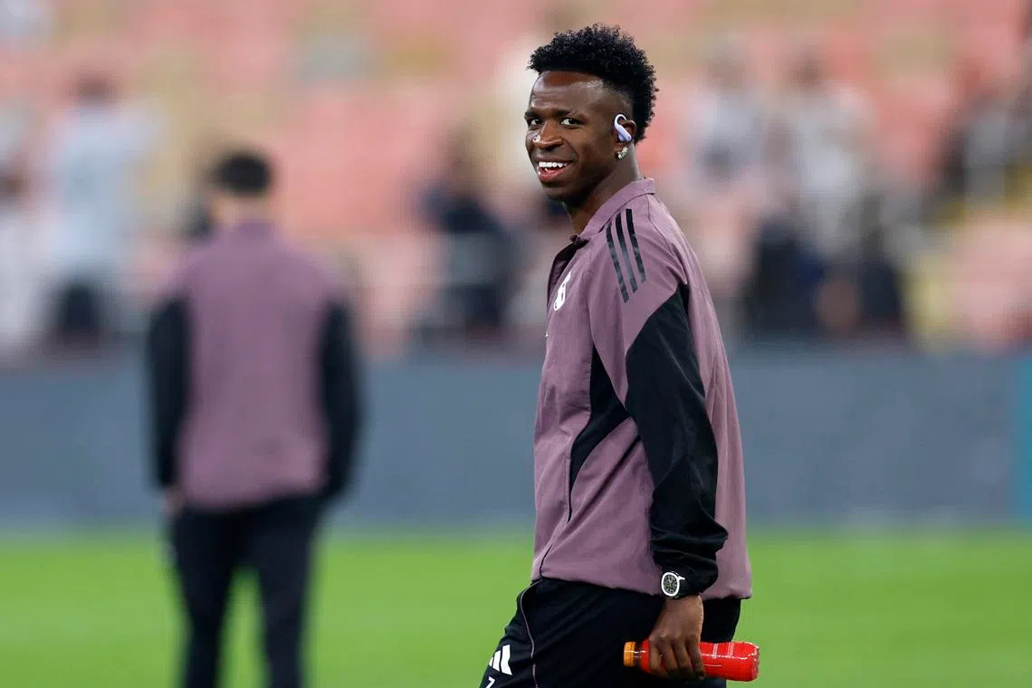 Soccer - Spanish Super Cup - Semi Final - Atletico Madrid v Real Madrid - King Abdullah Sports City, Jeddah, Saudi Arabia - January 8, 2026 Real Madrid's Vinicius Jr. before the match REUTERS/Vincent West