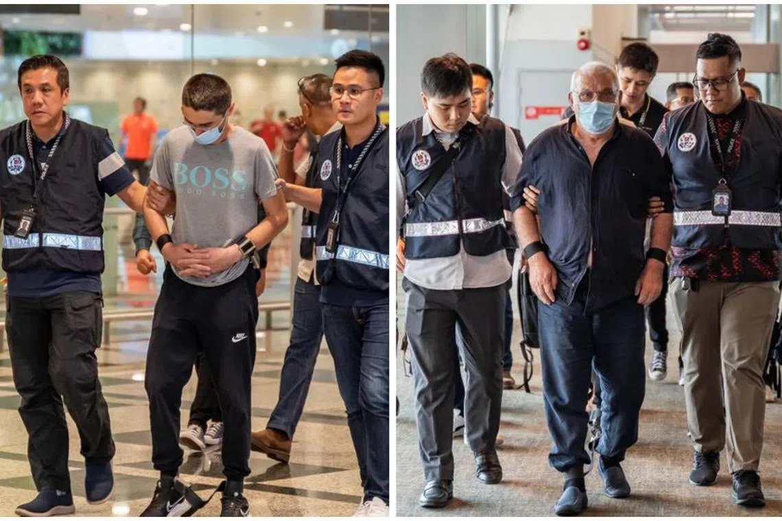 Georgians Abralava Irakli (left) and Darsania Tamazi were each charged with one count of theft.