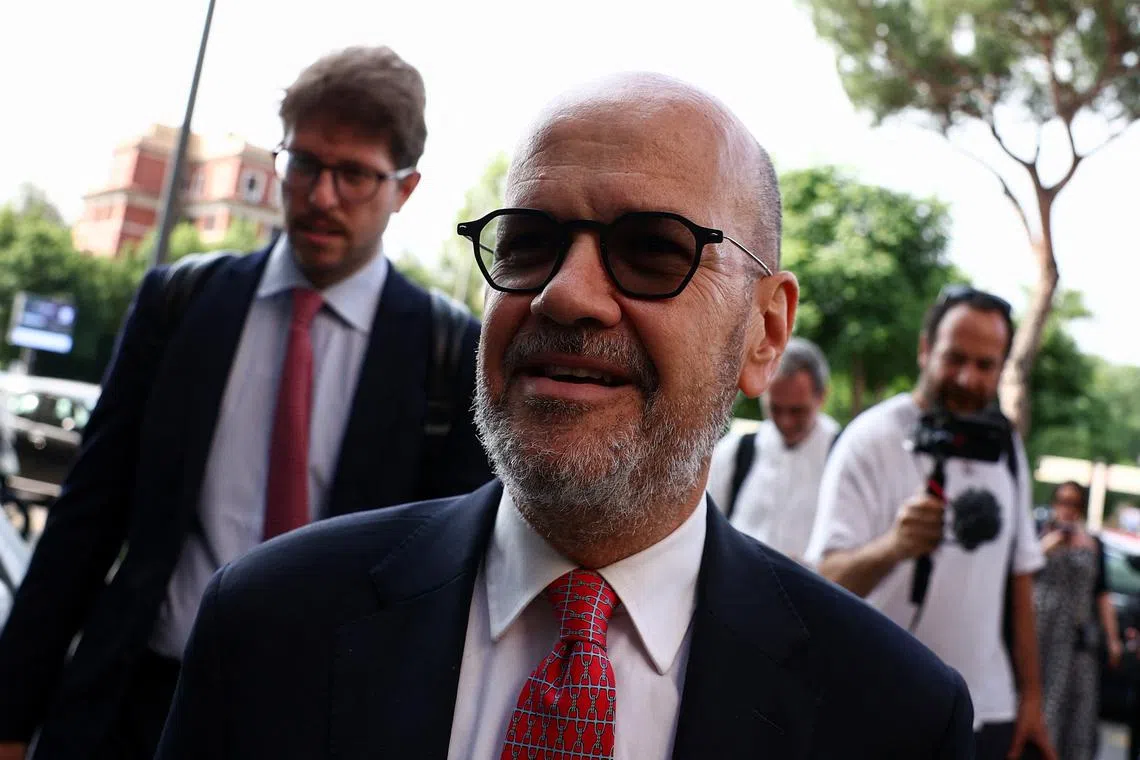 Fabrizio Siggia, lawyer for Gerard Depardieu, arrives at court in Rome, Italy, on June 17, 2025, for the trial concerning charges related to the alleged assault of paparazzi photographer Rino Barillari. REUTERS/Guglielmo Mangiapane