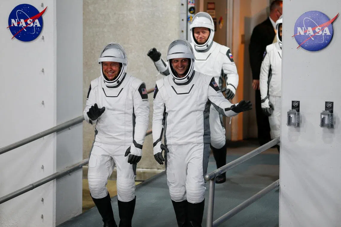 Endeavour, the capsule carrying the three men and one woman to orbit, has already been launched four times by Elon Musk’s SpaceX.