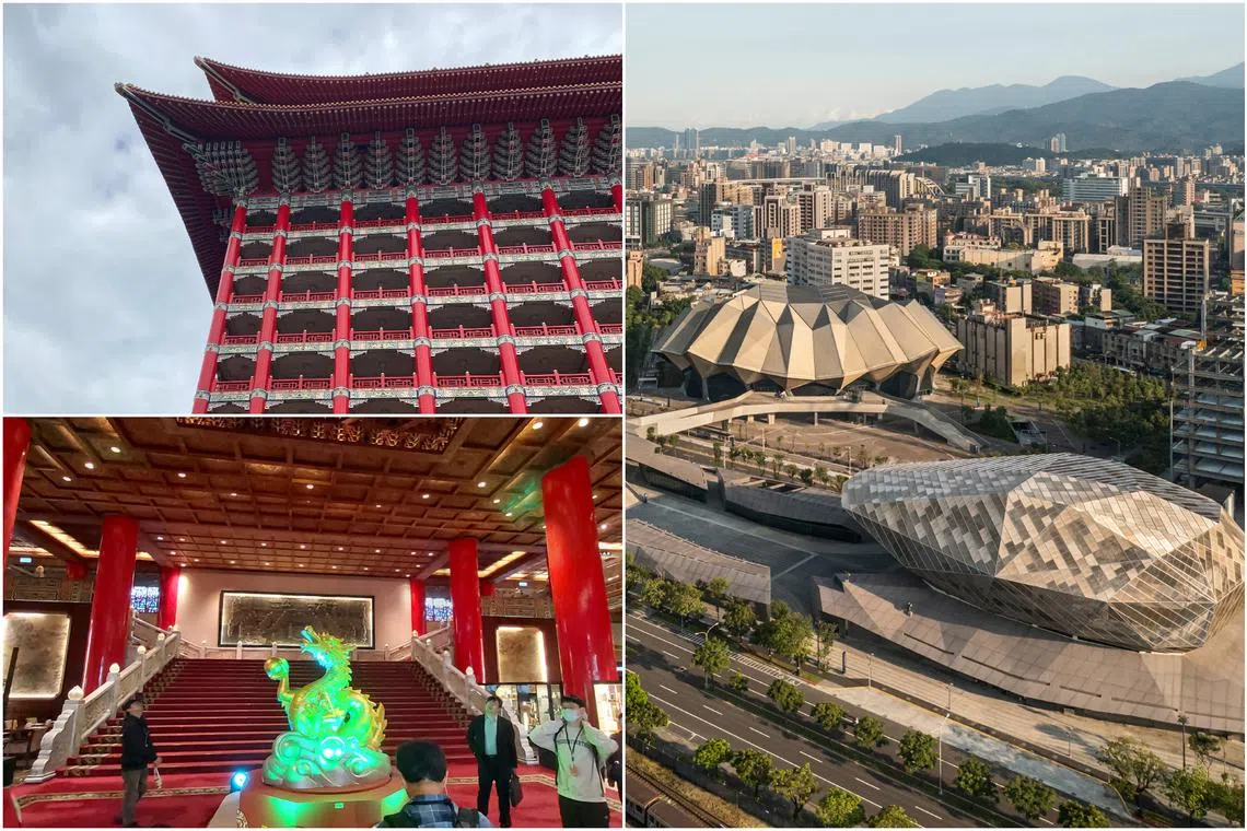 The two landmarks - the Grand Hotel (top and bottom left) and the Taipei Music Center - paint a vivid portrait of the Taiwan's culture and identity.