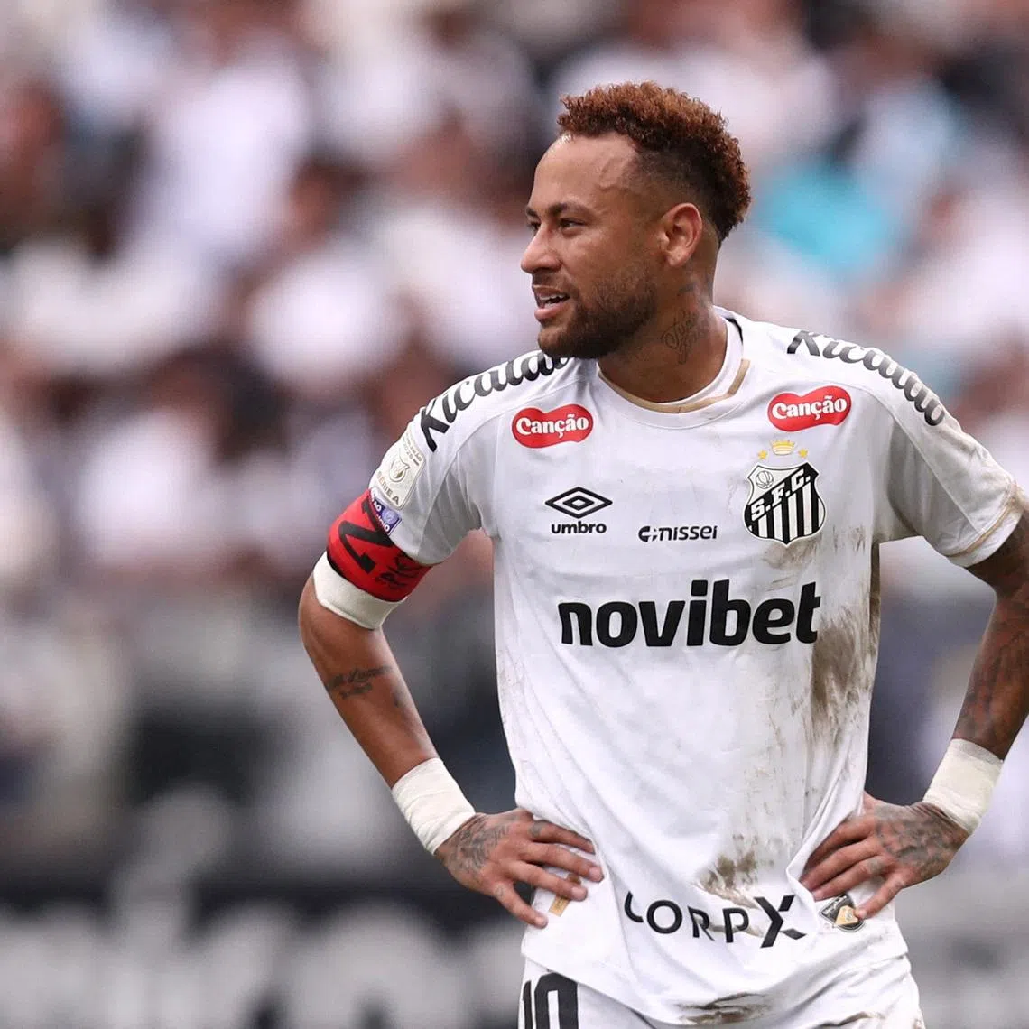 Santos' Neymar reacts, Soccer Football, Brasileiro Championship - Santos v Coritiba, Neo Quimica Arena, Sao Paulo, Brazil, May 17, 2026. REUTERS/Jean Carniel