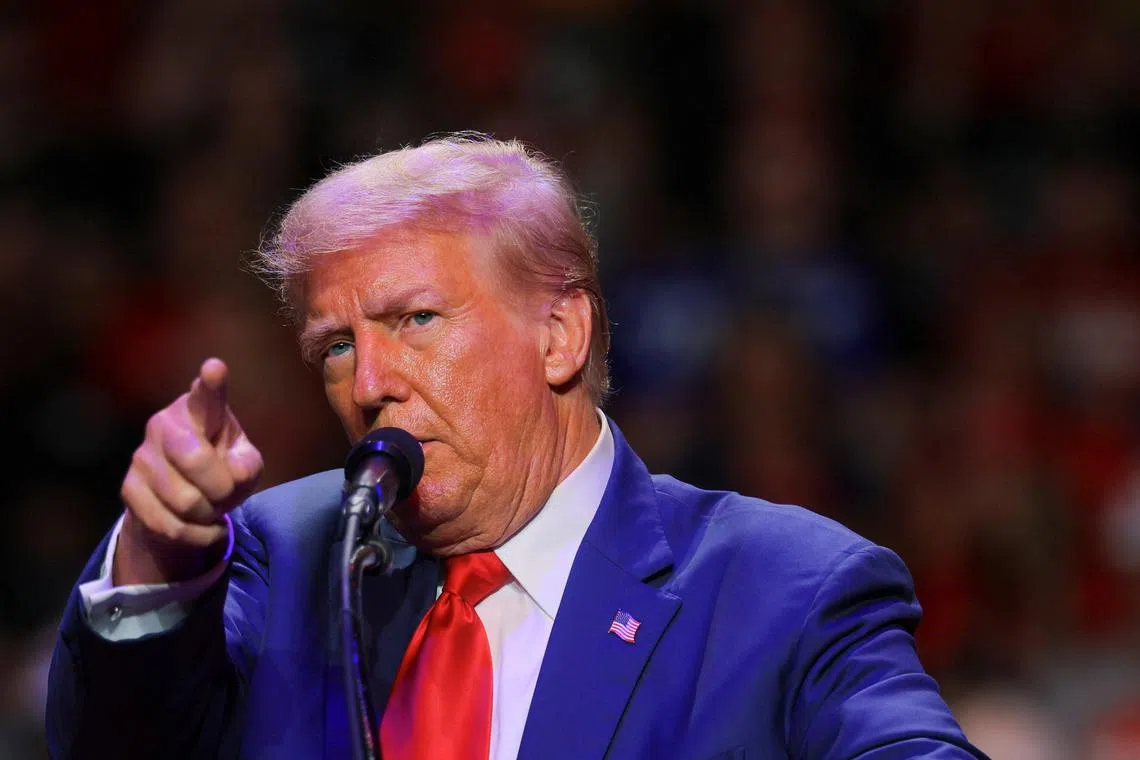 FILE PHOTO: Republican presidential nominee and former U.S. President Donald Trump holds a campaign rally in Indiana, Pennsylvania, U.S., September 23, 2024.  REUTERS/Brian Snyder/File Photo