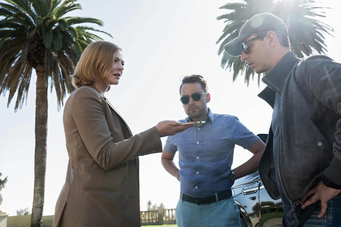 From left: Sarah Snook, Kieran Culkin and Jeremy Strong as the trio Roy siblings with a penchant for spiting their father in Succession.