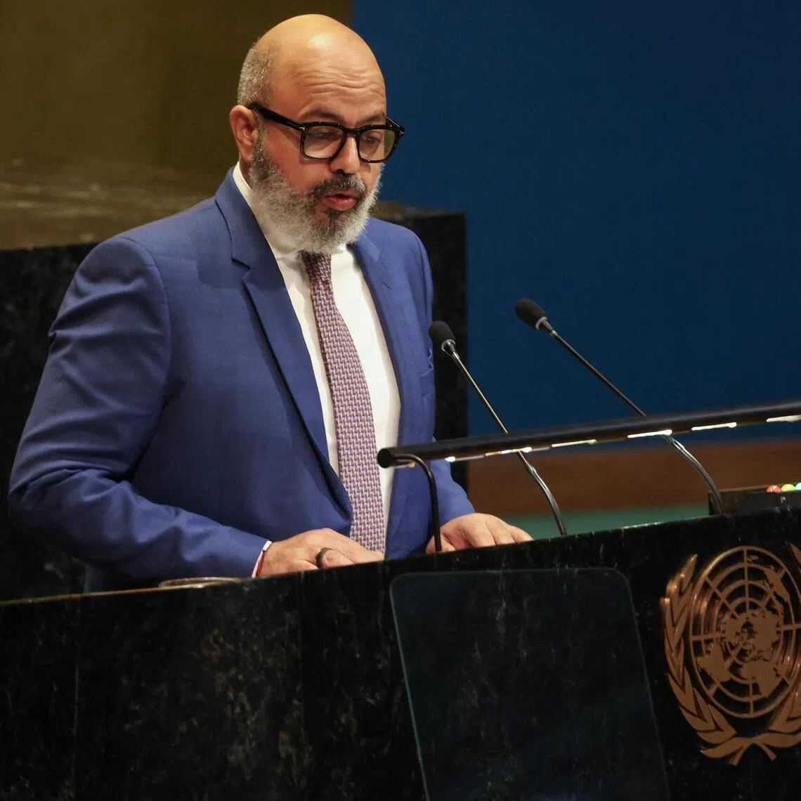 Kuwait’s ambassador to the United Nations Tareq M. A. M. AlBanai, addressing the UN  on April 16. Kuwait has declared a further force majeure on shipments of crude oil and refined products with the Iran war still ongoing.