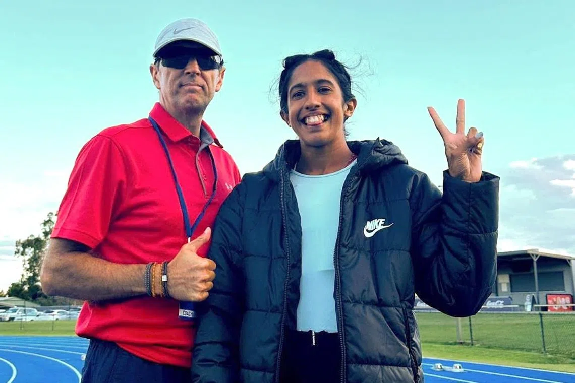 National sprinter Shanti Pereira (right) and her coach Luis Cunha after she achieved her latest national record on Sunday. 



Credit to Luis Cunha