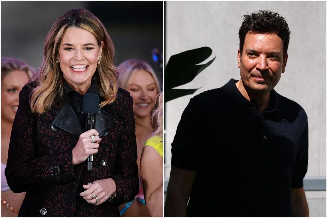 The game show will be hosted by Today show anchor Savannah Guthrie (left). The New York Times will serve as a production partner alongside Jimmy Fallon (right).