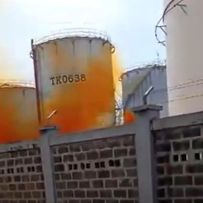 The thick, orange-coloured fumes were first reported on Jan 31 at the facility owned by chemical tank storage company PT Vopak Terminal Merak.