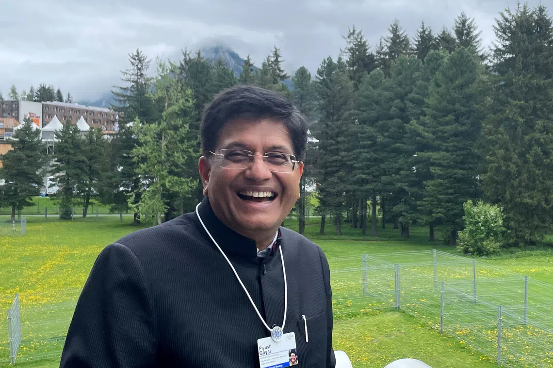India's Commerce Minister Piyush Goyal poses after an interview with Reuters during the World Economic Forum (WEF) in the Alpine resort of Davos, Switzerland, May 25, 2022. REUTERS/Aditya Kalra/File Photo