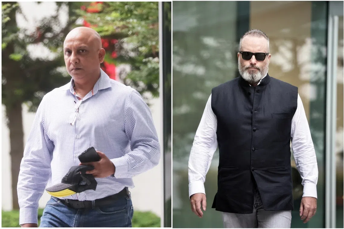 Singaporean R. Shanmugaratnam (left) and Briton James Henry O’Sullivan have been convicted of falsification of accounts.