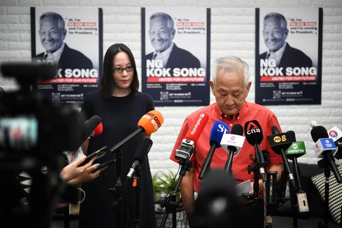 Ng Kok Song speaks to the media after the sample count on September 1, 2023

ST PHOTO: Chong Jun Liang