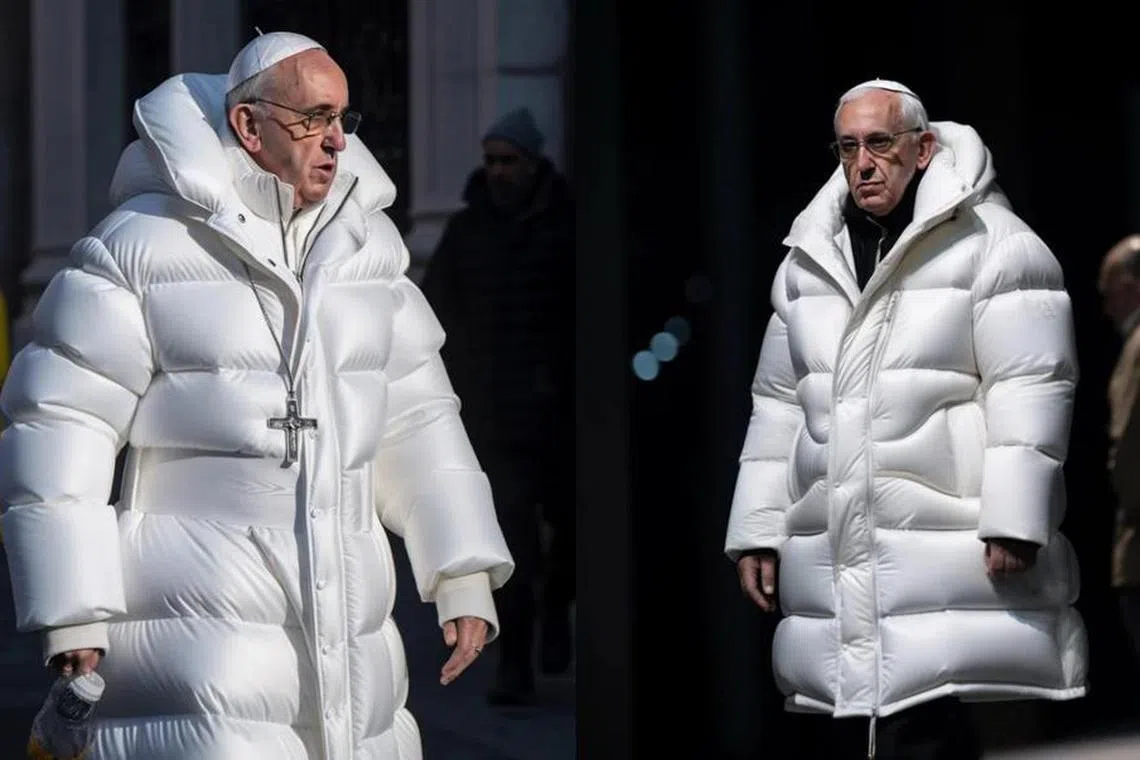 Pope Francis was seen in the fake photo wearing a gigantic white puffer coat.