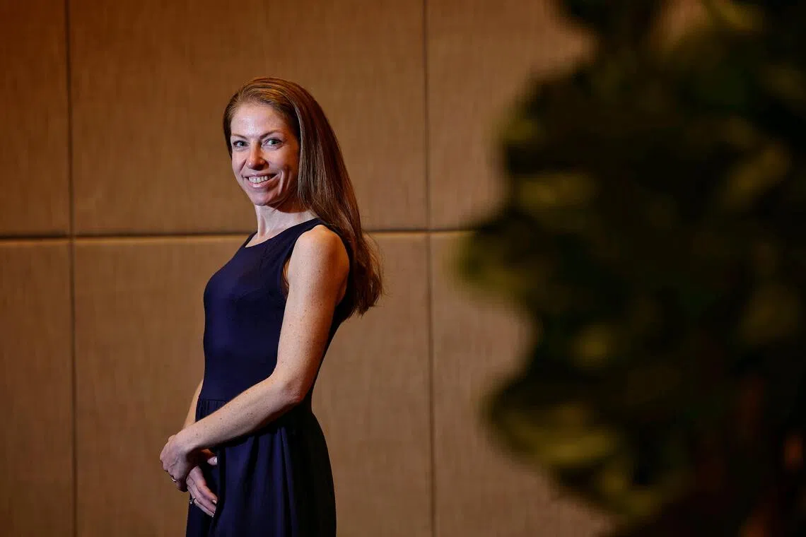 Interview with Ms Lisa Sachs, director of the Columbia Center on Sustainable Investment, at the Asia Clean Energy Summit, as part of the Singapore International Energy Week, at Sands Expo and Convention Centre on Oct 28, 2025. ST PHOTO: KEVIN LIM hsenergy28