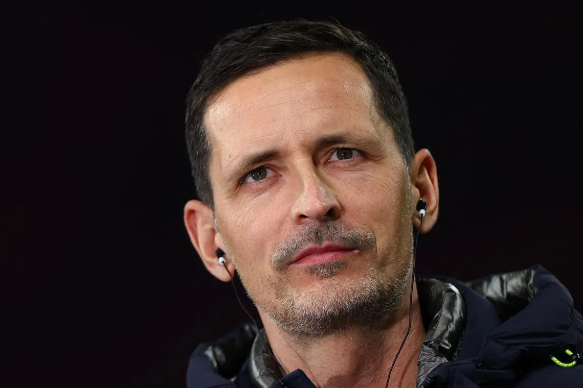 FILE PHOTO: Soccer Football - Bundesliga - RB Leipzig v Eintracht Frankfurt - Red Bull Arena, Leipzig, Germany - December 6, 2025 Eintracht Frankfurt coach Dino Toppmoller inside the stadium before the match REUTERS/Lisi Niesner/ File Photo