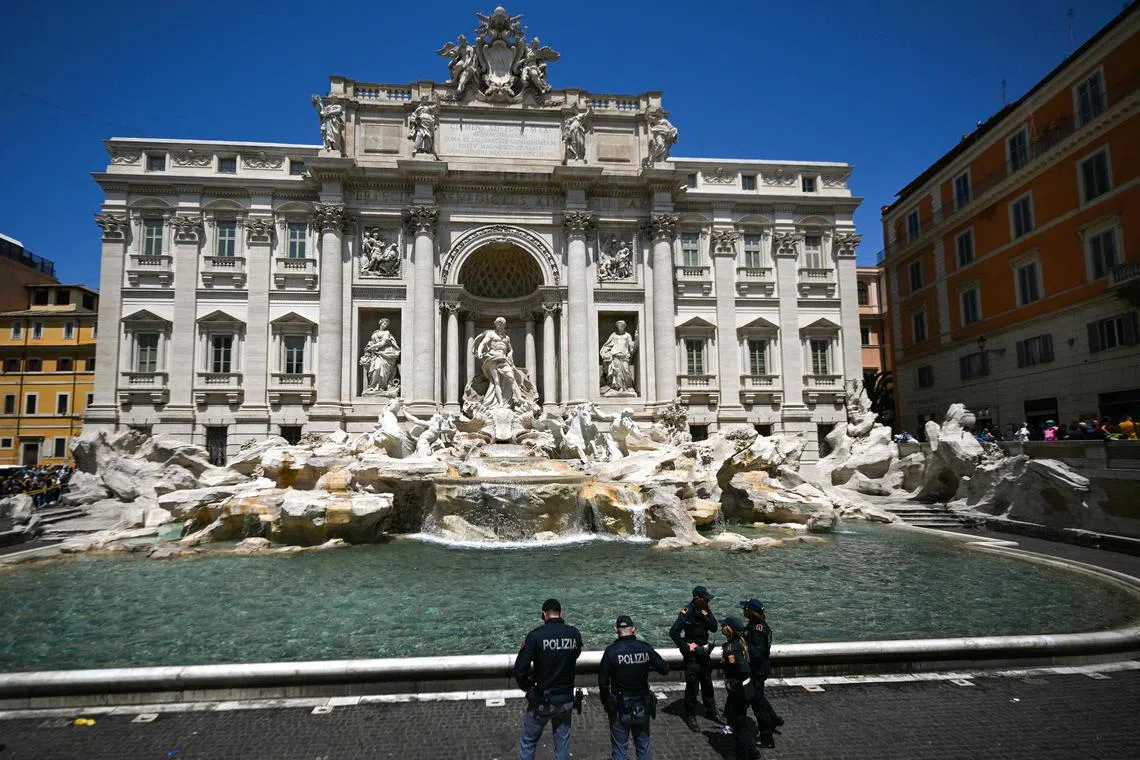 The 18th-century fountain stars in to the most famous scene in Federico Fellini’s film La Dolce Vita, when actress Anita Ekberg takes a dip.