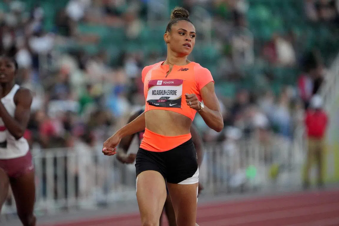 Sydney McLaughlin during the USATF Championships at Hayward Field in July.