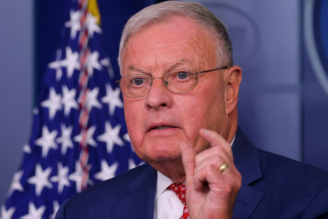 FILE PHOTO: Keith Kellogg, national security adviser to Vice President Mike Pence, speaks to reporters during a daily press briefing at the White House in Washington, U.S., September 22, 2020. REUTERS/Carlos Barria/File Photo