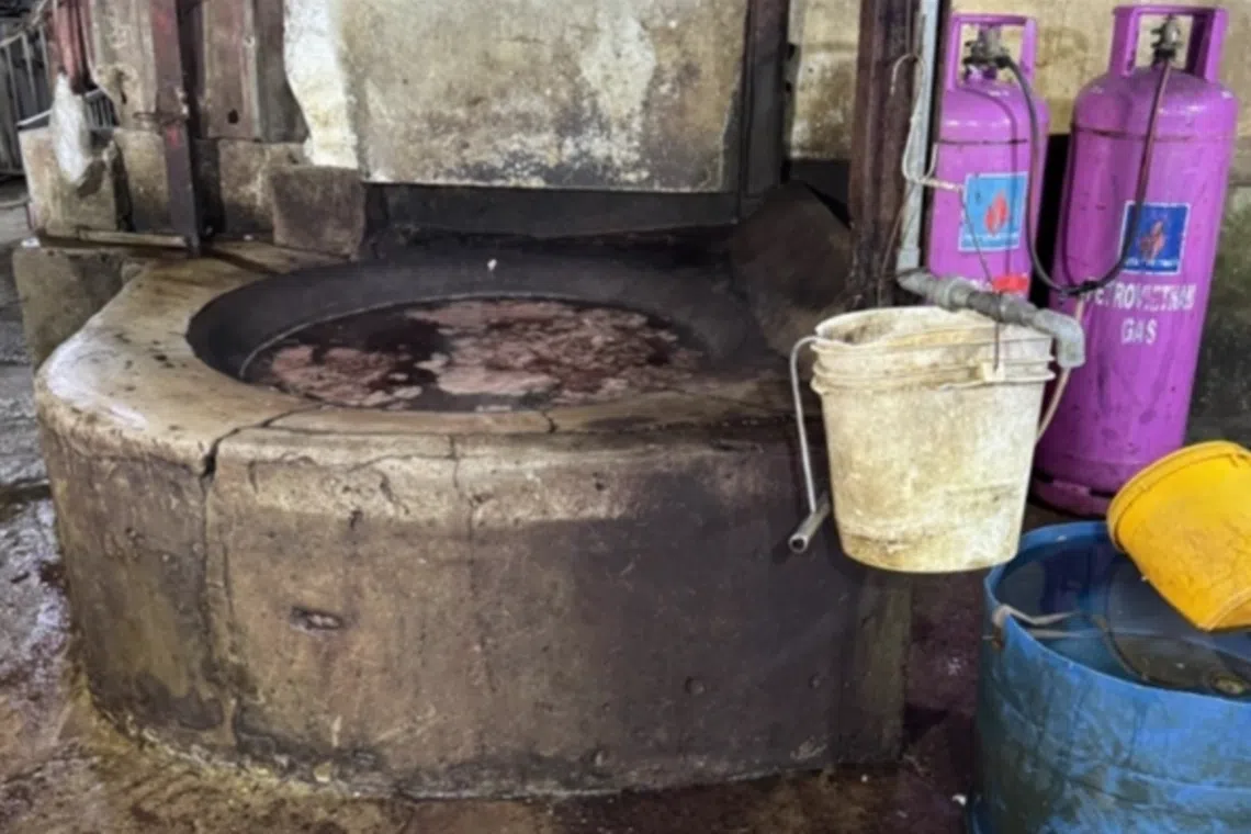 Authorities said the destroyed goods included pork, chicken, dogs, cats, dog meat and animal offal.