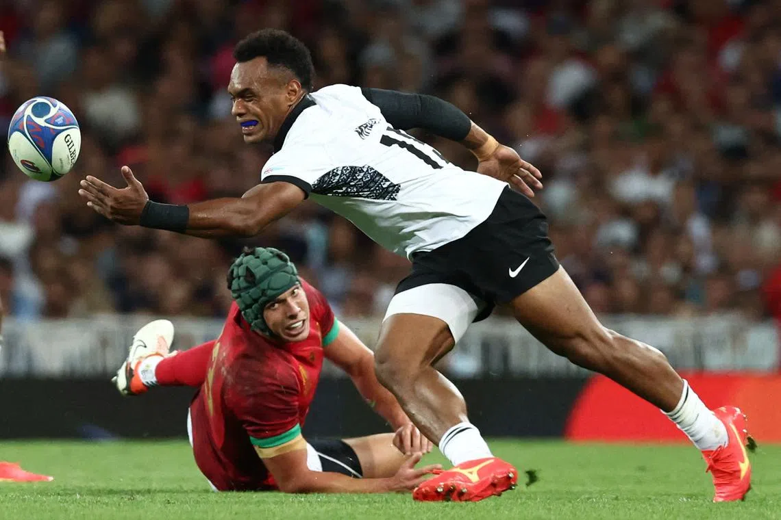 FILE PHOTO: Rugby Union - Rugby World Cup 2023 - Pool C - Fiji v Portugal - Stadium de Toulouse, Toulouse, France - October 8, 2023   Fiji's Sireli Maqala in action REUTERS/Stephanie Lecocq/File Photo