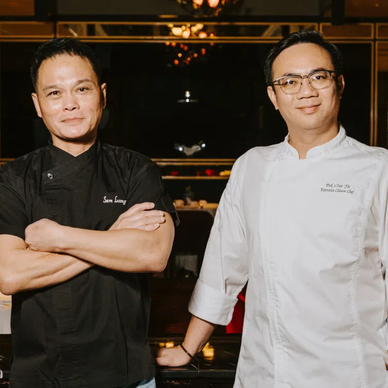 The four-hands experience sees Madame Fan’s chef Pak Chee Yit (right) reunite with his former mentor Sam Leong.