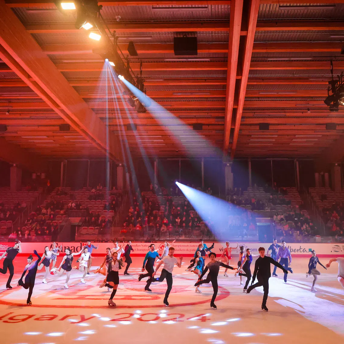 FILE PHOTO: Jan 14, 2024; Calgary, Alberta, CAN; Group Finale performed by all the athletes in Exhibition Gala during the 2024 Canadian National Figure Skating Championships at WinSport Arena. Mandatory Credit: Sergei Belski-USA TODAY Sports/ File Photo