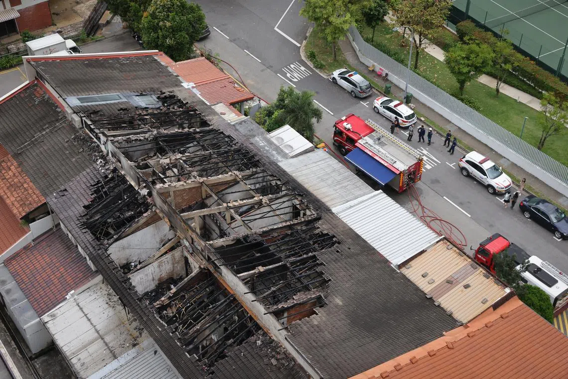 The fire started at a row of terraced houses along East Coast Road on the side facing The Seaview condominium.