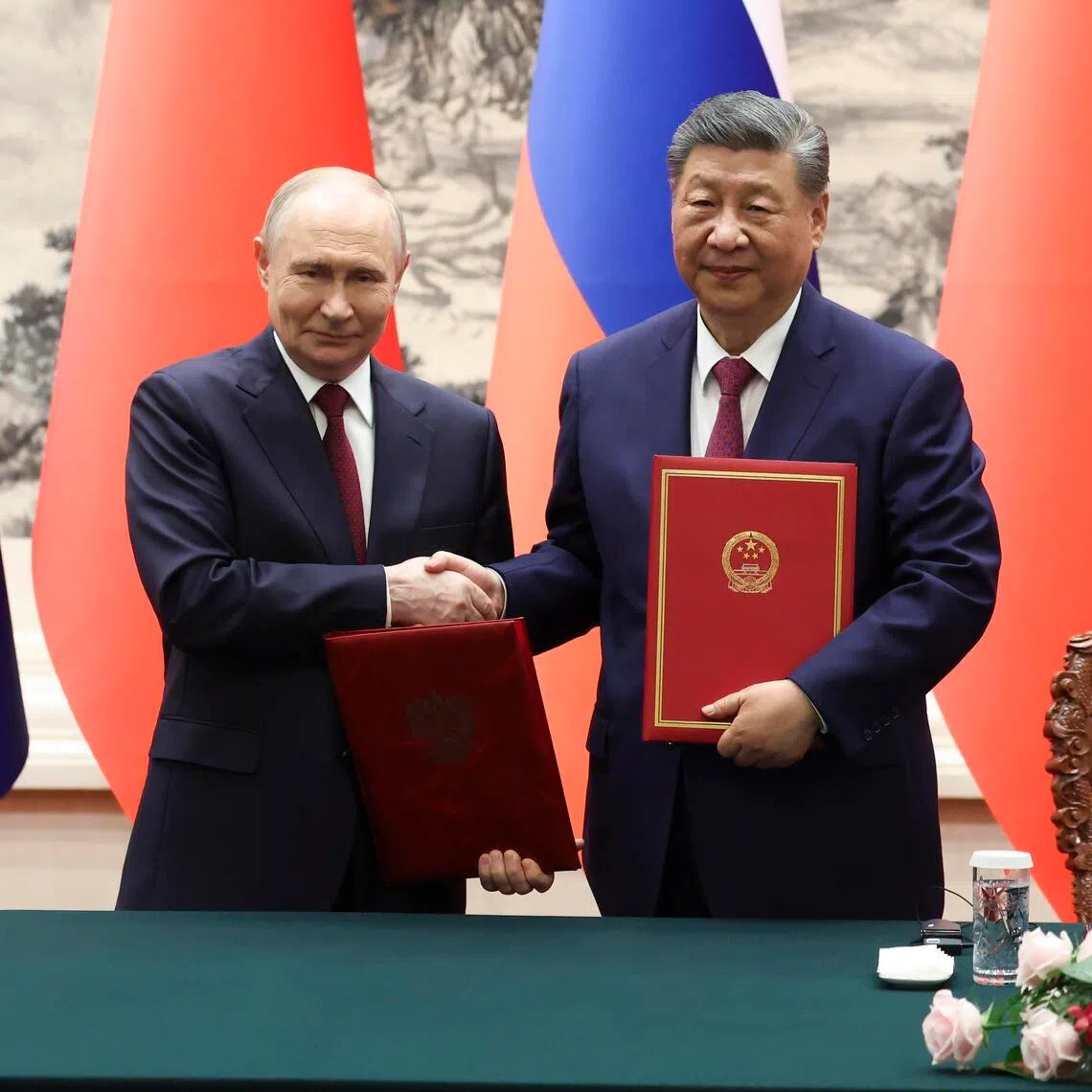 Russian President Vladimir Putin and Chinese President Xi during a signing ceremony in Beijing on May 20.