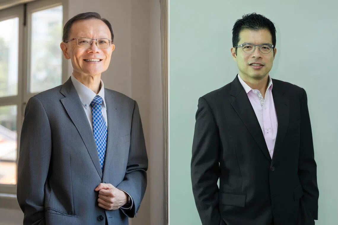 Tan Choon Shian (left) will step down, with Mark Tan Kiak Yang taking over on Oct 1.