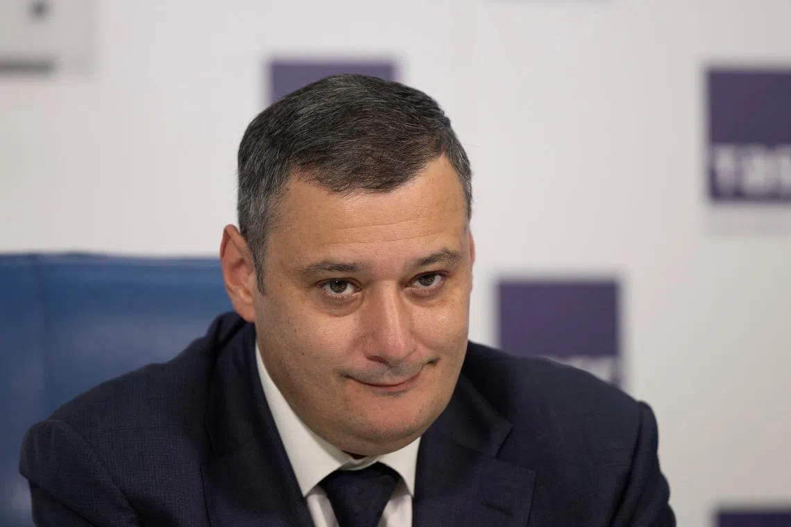 FILE PHOTO: Alexander Khinshtein, Chairman of the Committee on Informational Policy, Technologies and Communications of the Russian State Duma, attends a press conference in Moscow, Russia August 1, 2024. REUTERS/Maxim Shemetov/File photo