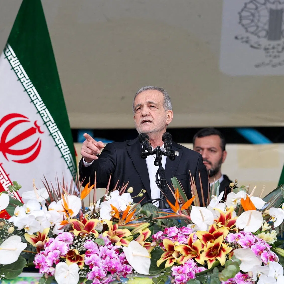 Iranian President Masoud Pezeshkian speaks during the 47th anniversary of the Islamic Revolution in Tehran, Iran, February 11, 2026. Iran's Presidential website/WANA (West Asia News Agency)/Handout via REUTERS