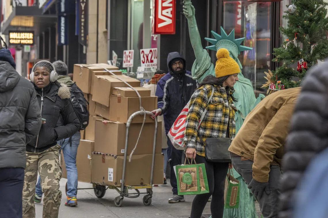 A FedEx deliveryman on his rounds in New York. 