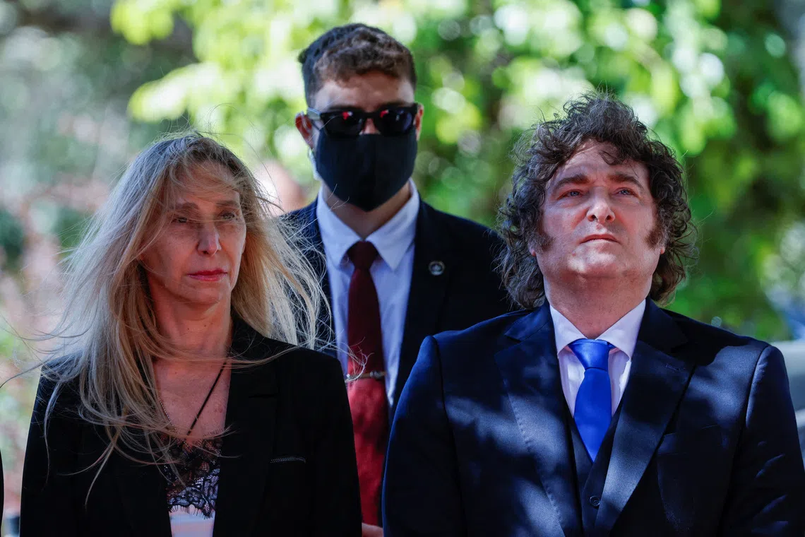 Argentina's President Javier Milei and his sister, Karina Milei, General Secretary of the Presidency of Argentina, attend a meeting with Israel's President Isaac Herzog in Jerusalem April 20, 2026. REUTERS/Amir Cohen/File Photo