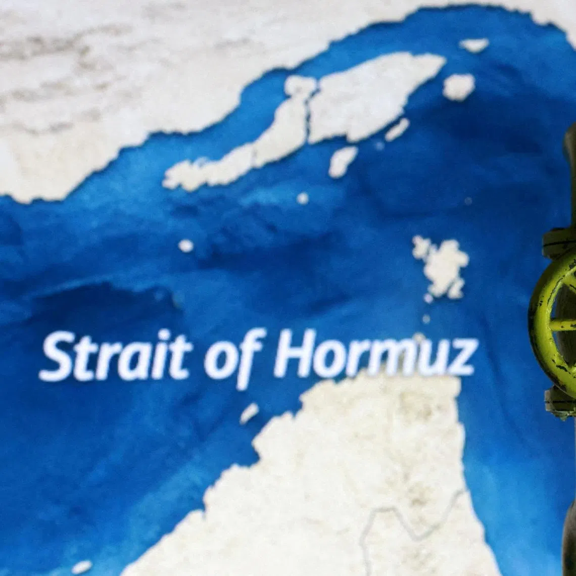 FILE PHOTO: A map showing the Strait of Hormuz and a 3D printed oil pipeline are seen in this illustration taken March 23, 2026. REUTERS/Dado Ruvic/Illustration//File Photo