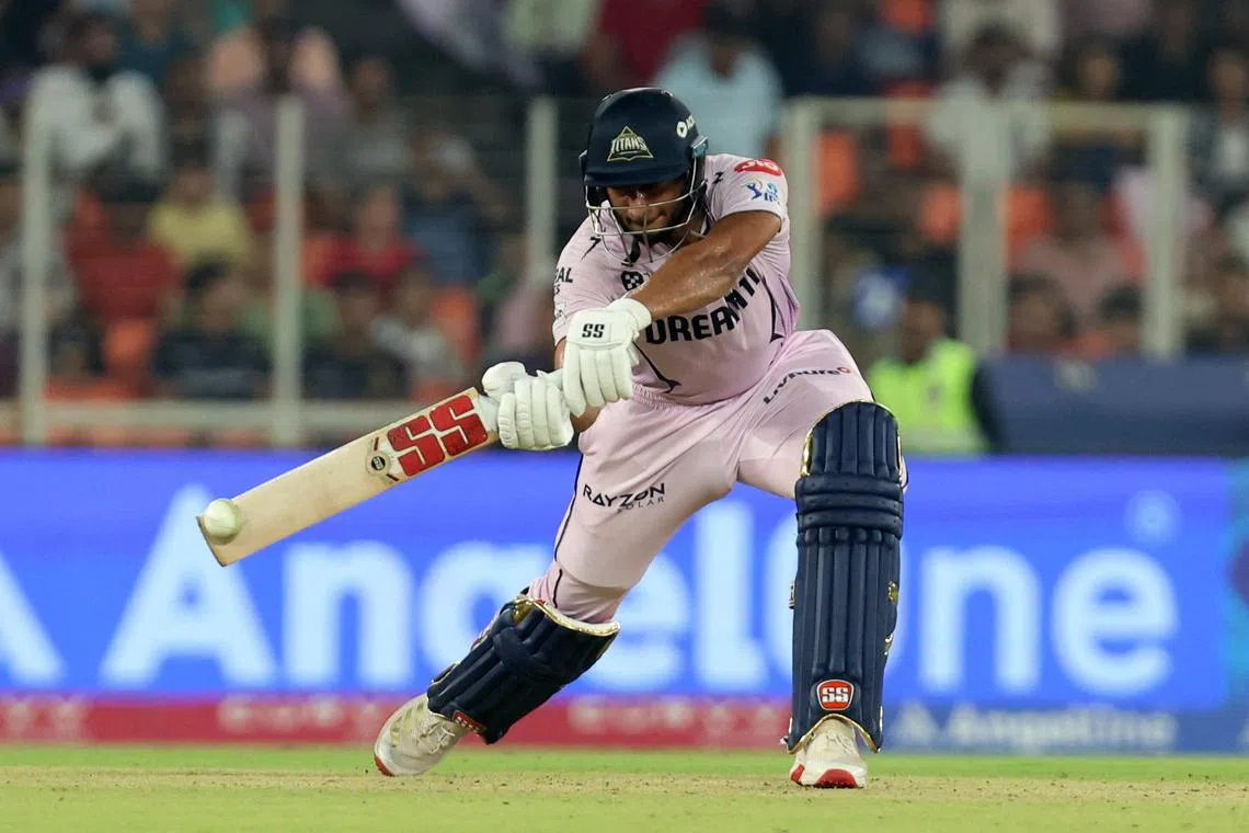 Cricket - Indian Premier League - IPL - Gujarat Titans v Lucknow Super Giants - Narendra Modi Stadium, Ahmedabad, India - May 22, 2025 Gujarat Titans' Shahrukh Khan in action REUTERS/Amit Dave