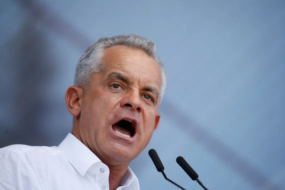 FILE PHOTO: Leader of the Democratic Party of Moldova Vladimir Plahotniuc delivers a speech during a rally demanding a creation of parliament coalition, in Chisinau, Moldova June 9, 2019. REUTERS/Valentyn Ogirenko/File Photo